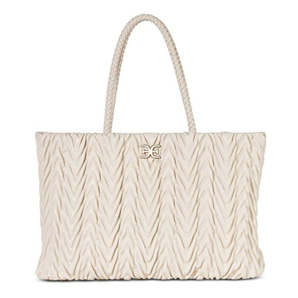 Sam Edelman Ari Women's Quilted Large Tote in Ivory Leather (MSRP $295)